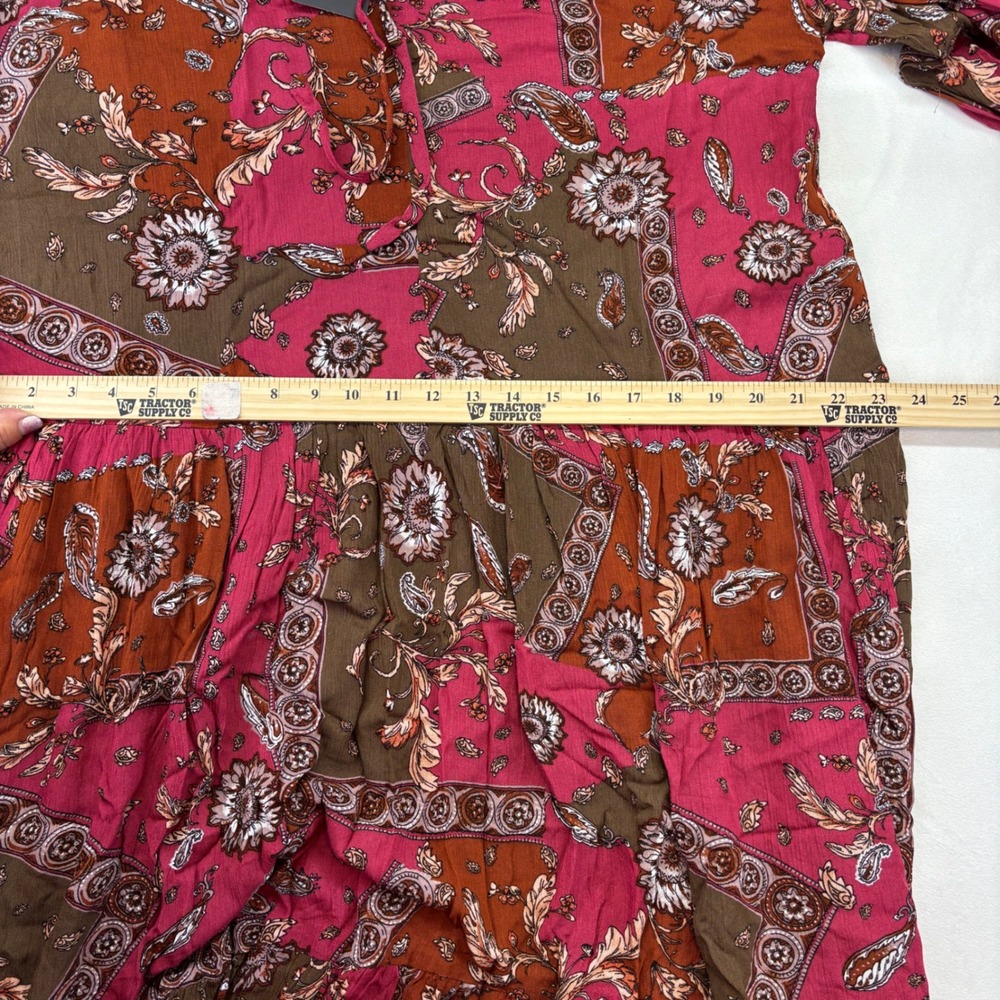 GiGIO Boho Paisley Maxi Dress Women V Neck Long Sleeve Fall Style New Medium - Picture 8 of 9